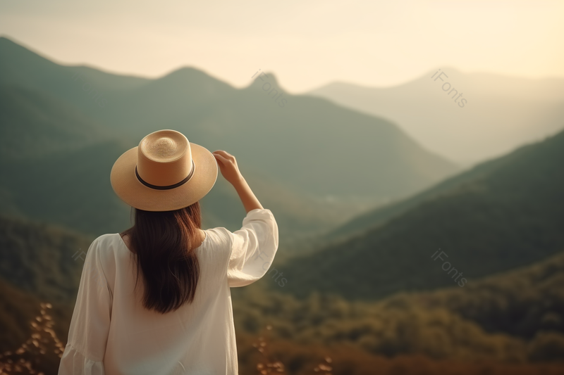 高山上夏日在山顶的女孩,高清,摄影图,摄影图片,图片大全,摄影图免费下载